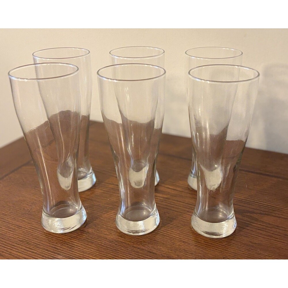 Set/6 Tall Pilsner Beer Glasses 9”, Bar Pub Style